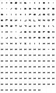 Mapa de caracteres da fonte FoughtKnight Victory