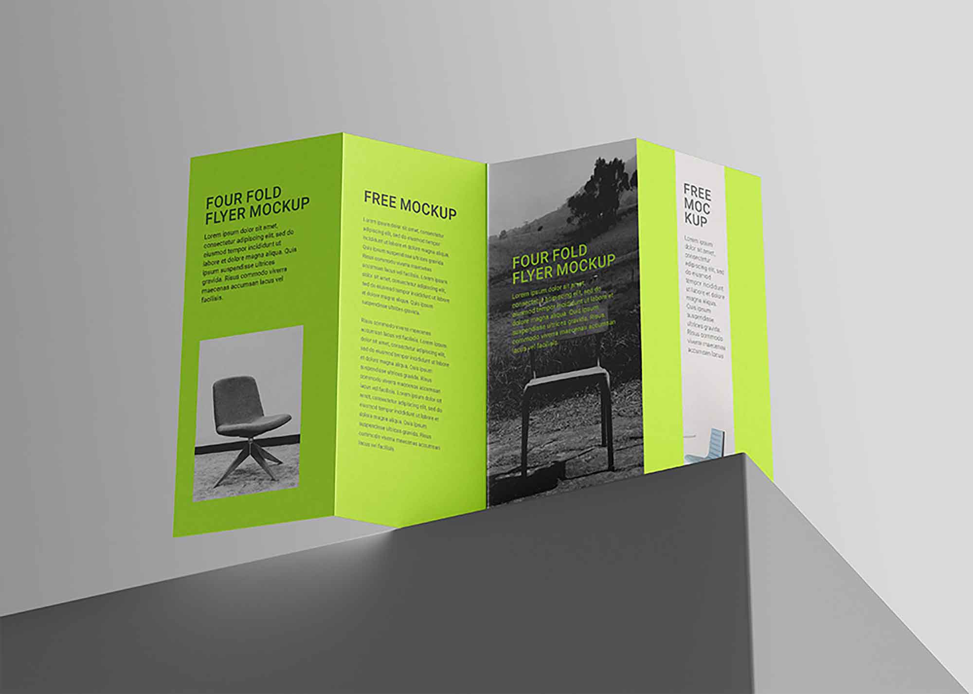 Four Fold Flyer Mockup