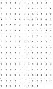 Mapa de caracteres da fonte Four Hand