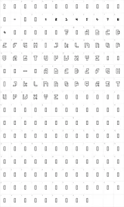 Mapa de caracteres da fonte Four Pixel Caps