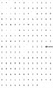 Mapa de caracteres da fonte FoxScript