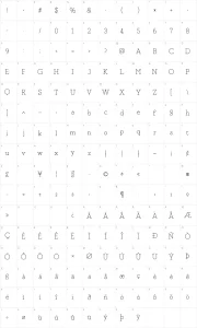 Mapa de caracteres da fonte Fragment Core