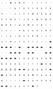 Mapa de caracteres da fonte Frail & Bedazzled