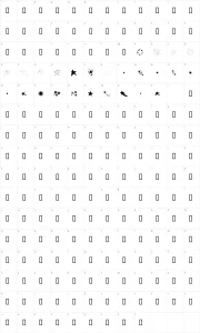 Mapa de caracteres da fonte Freaking Stars