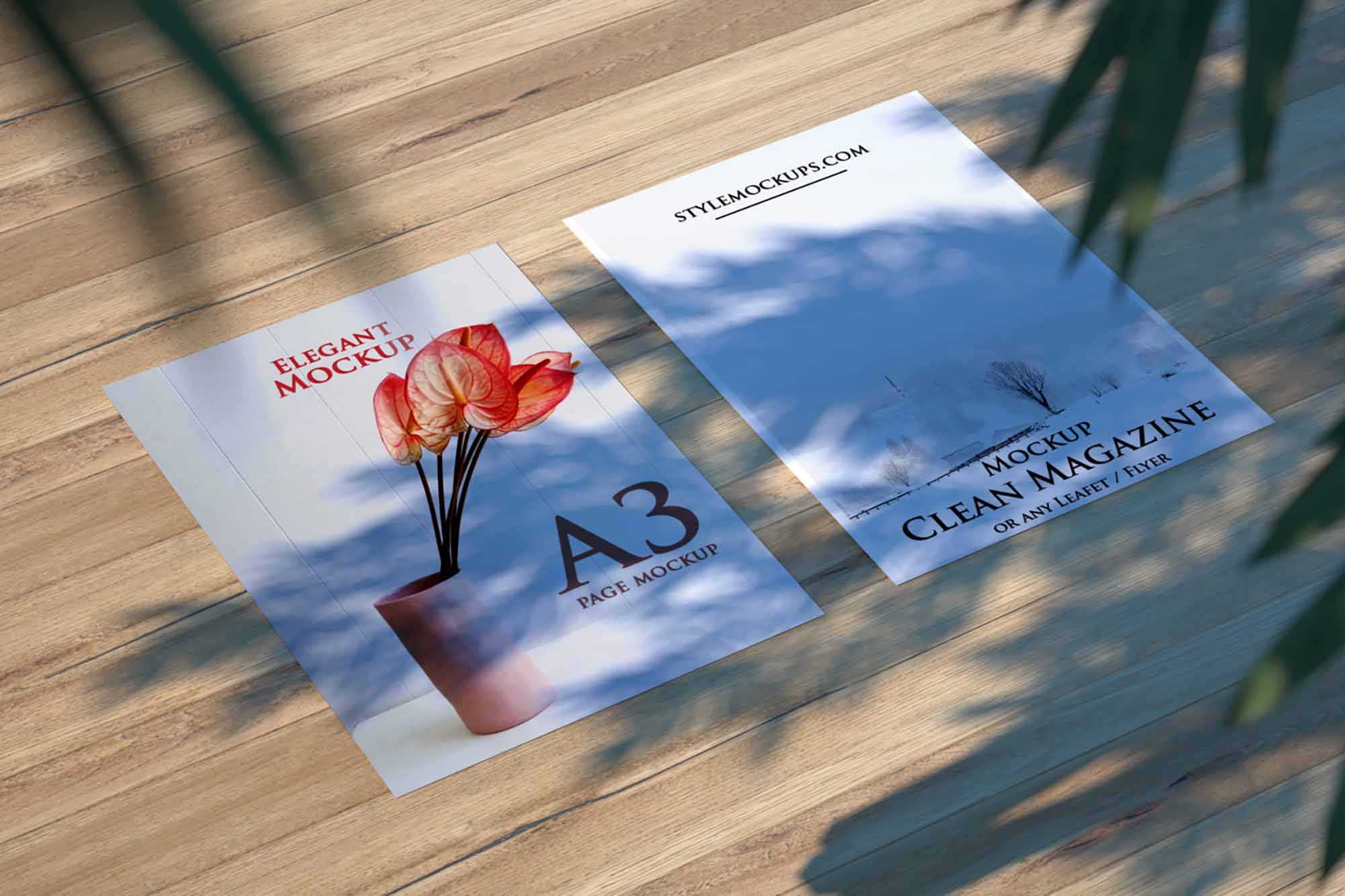 Free A3 Flyer Realistic Mockup (PSD)