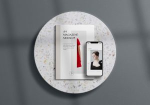 Free A4 Magazine Mockup Scene (PSD)