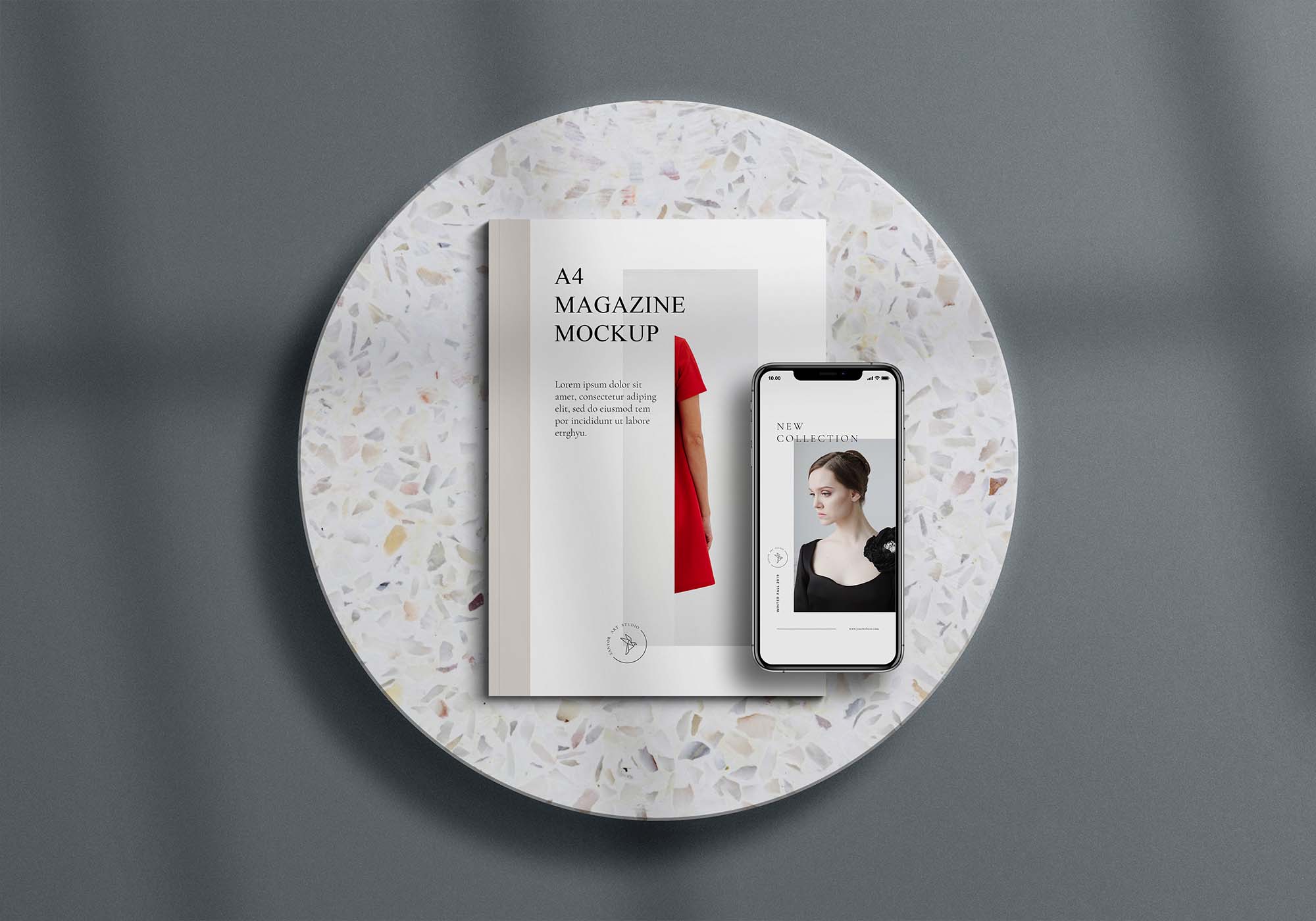 Free A4 Magazine Mockup Scene (PSD)