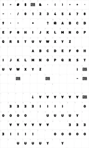 Mapa de caracteres da fonte Free Biker