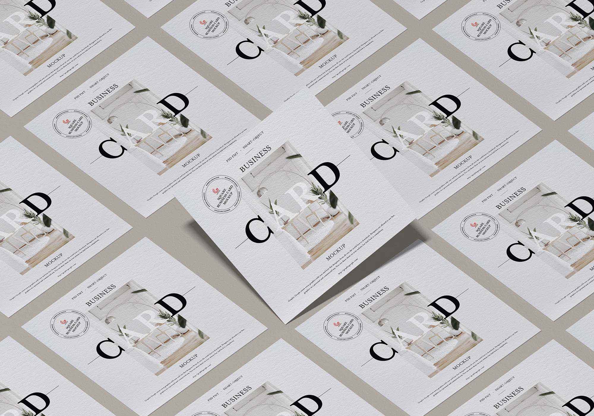 Free Branding Square Business Card Mockup (PSD)