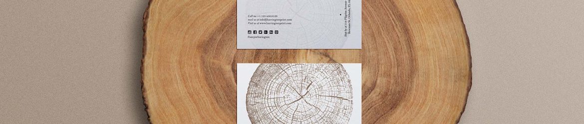 Free Business Card on Wood Slice Mockup (PSD)
