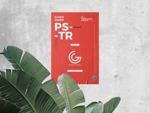 Free Cement Wall Glued Poster Mockup (PSD)