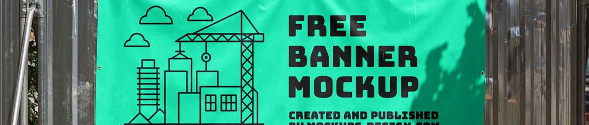 Free Construction Fence Banner Mockup