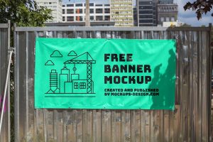 Free Construction Fence Banner Mockup