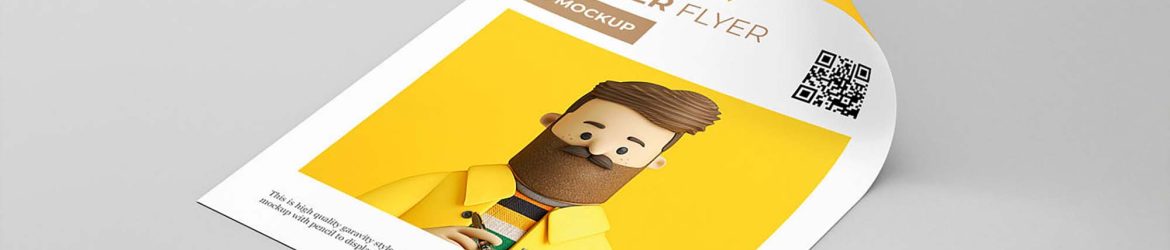 Free Curly Paper Flyer Mockup (PSD)