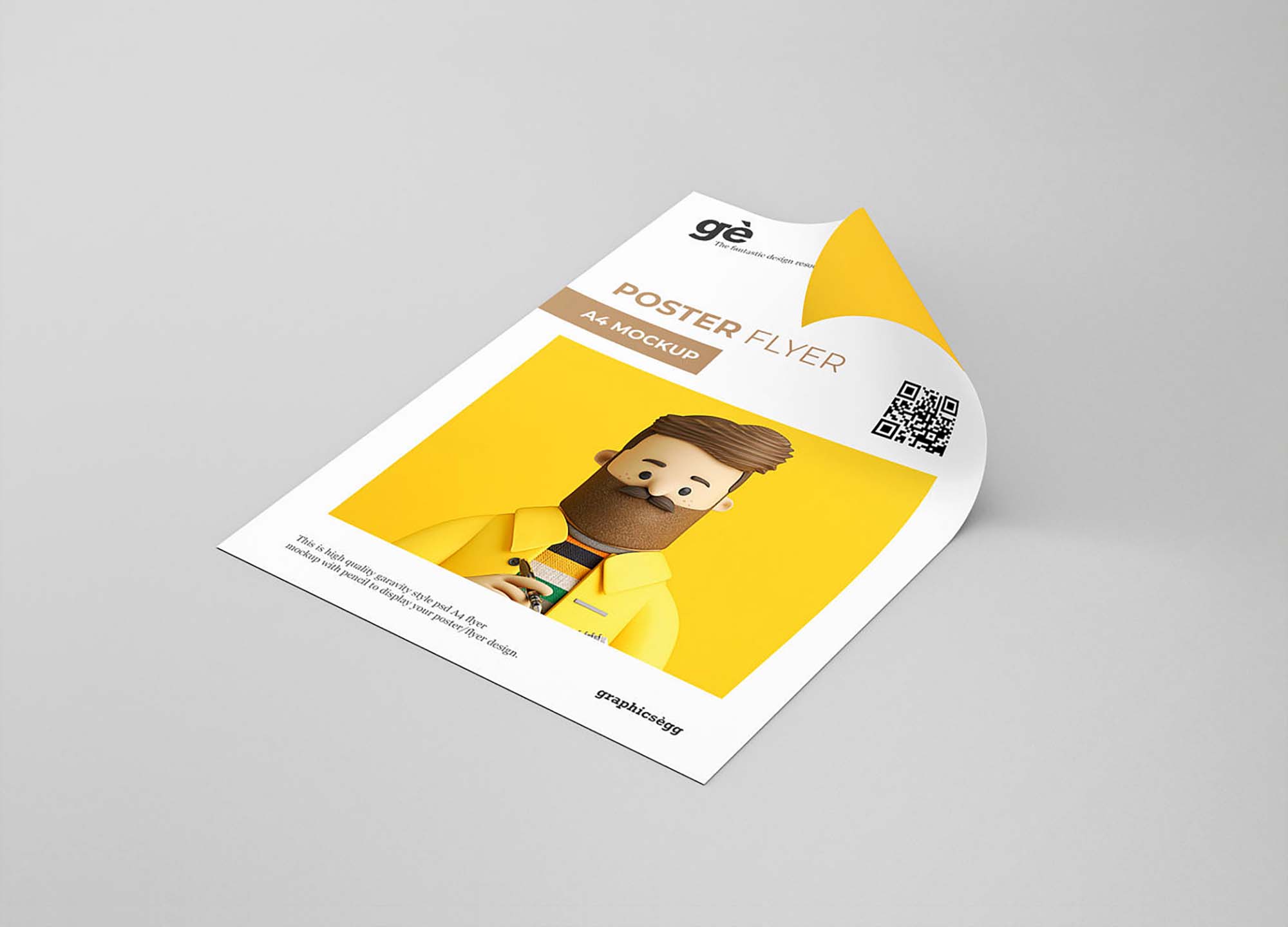 Free Curly Paper Flyer Mockup (PSD)