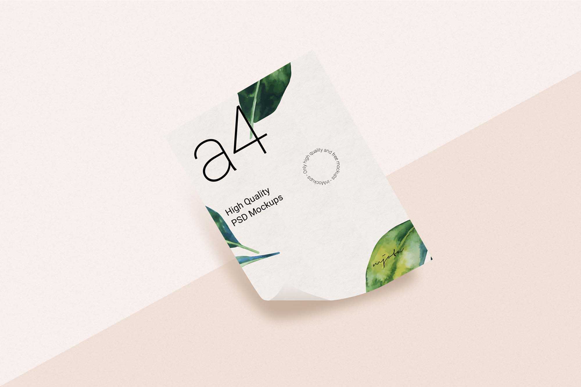 Free Curved A4 Paper Mockup (PSD)