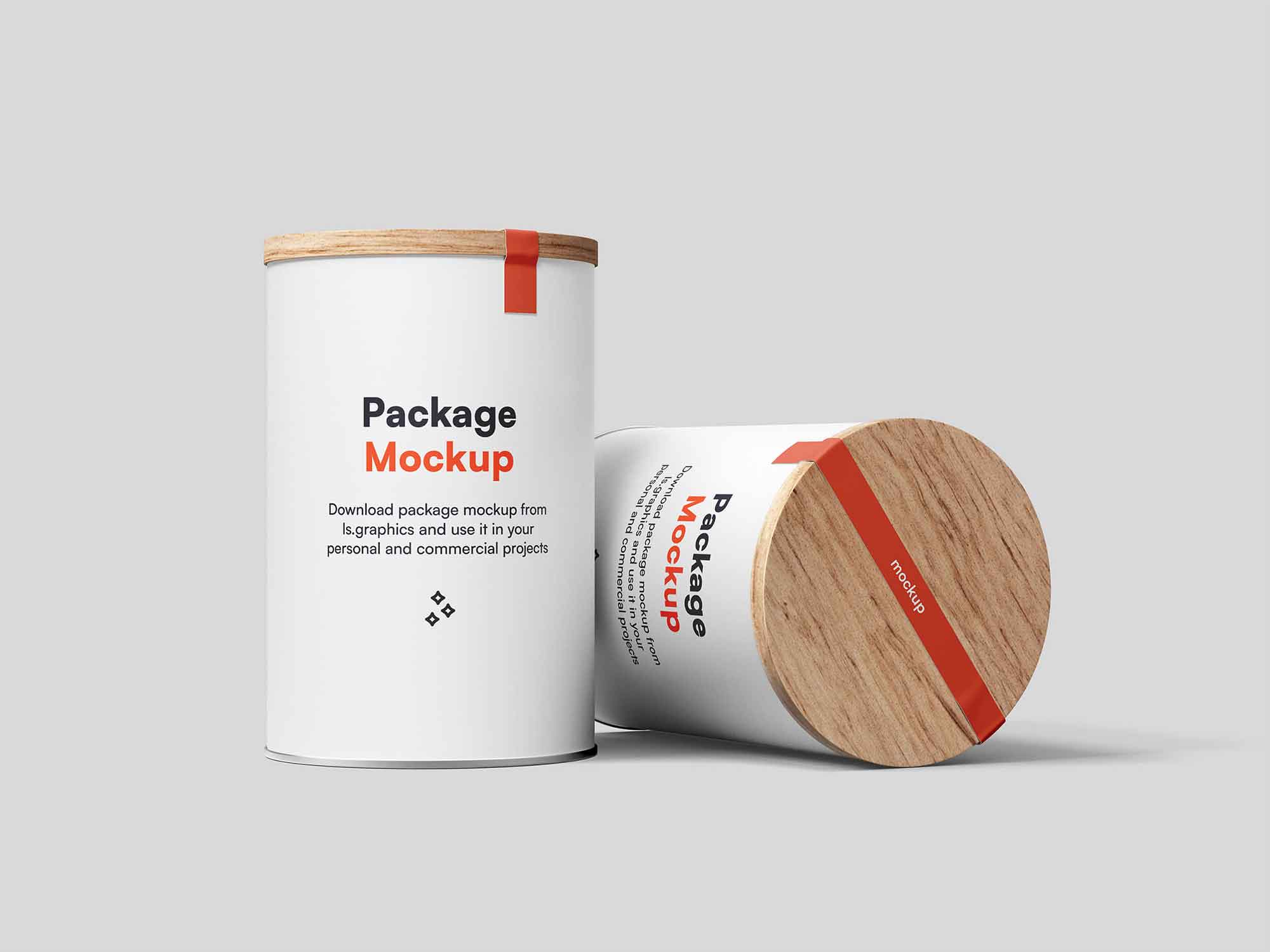 Free Cylinder Wooden Cap Tin Can Mockup (PSD)
