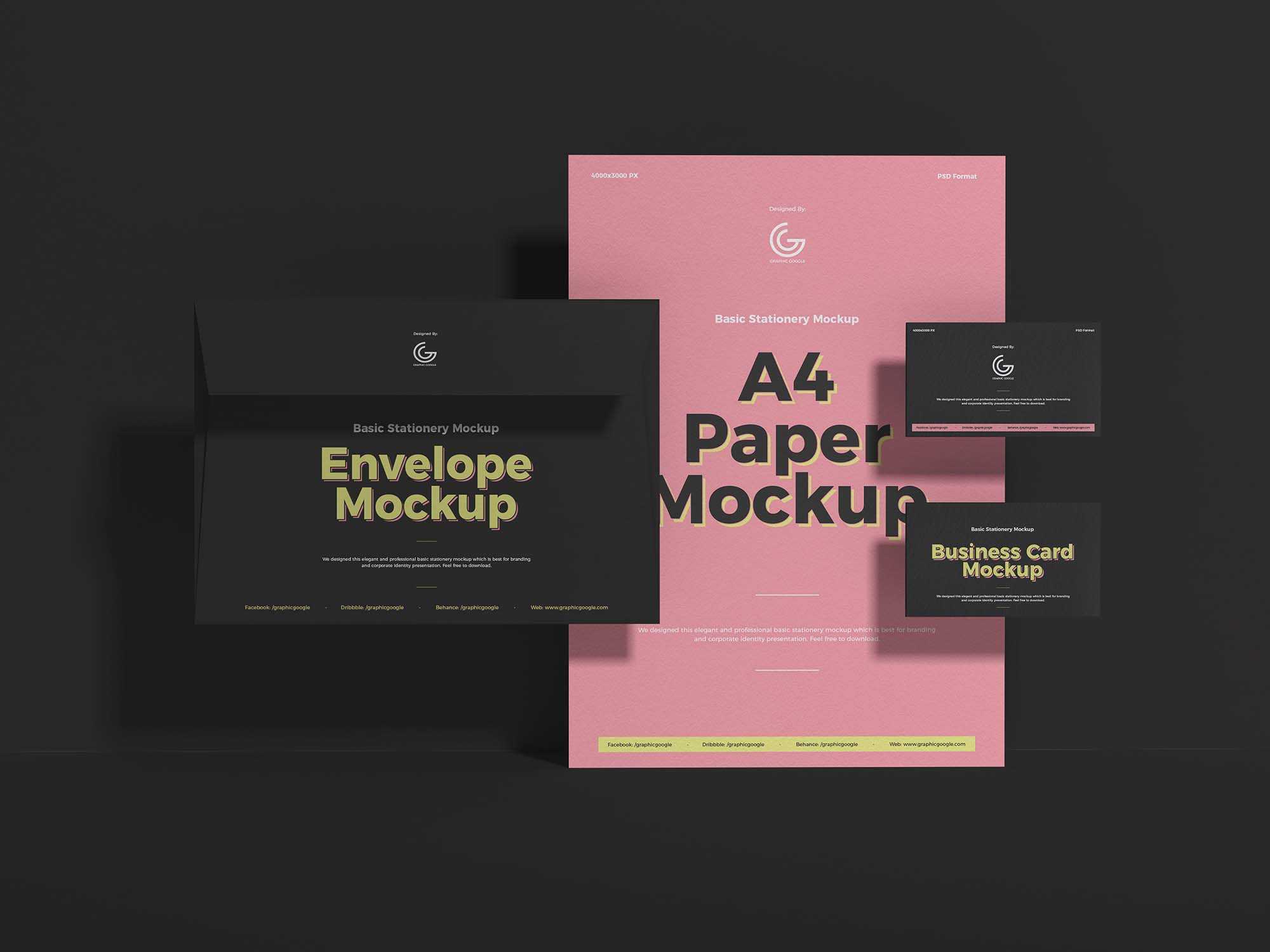 Free Elegant Stationery Mockup Design (PSD)