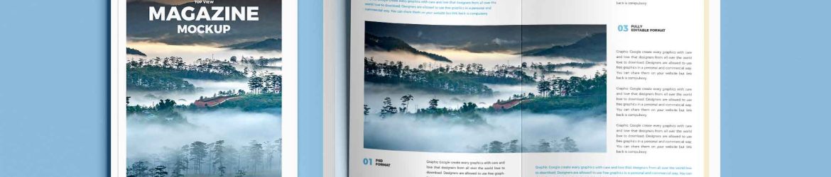 Free Elegant Top View Magazine Mockup (PSD)