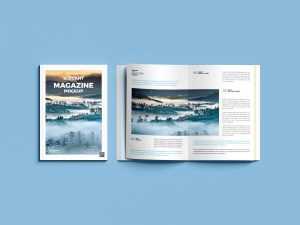 Free Elegant Top View Magazine Mockup (PSD)