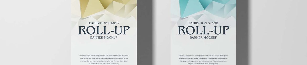 Free Exhibition Stand Roll-Up Banner Mockup (PSD)