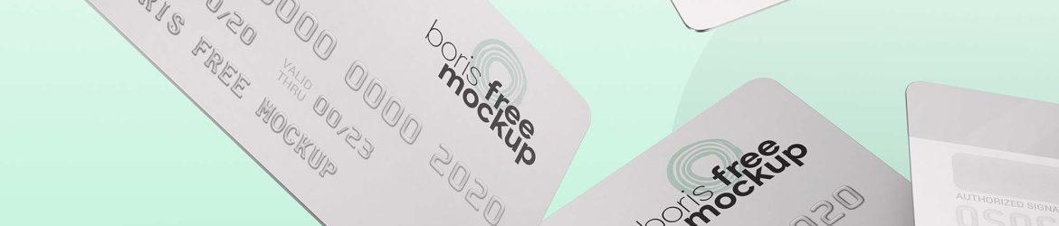 Free Flying Credit Cards Mockup (PSD)