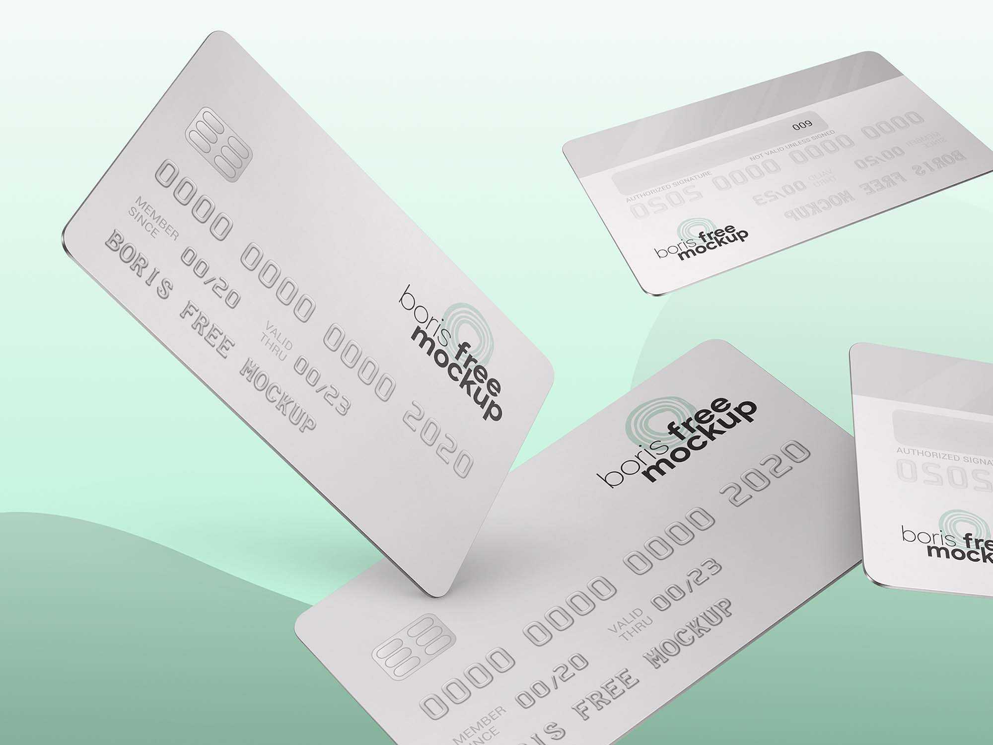 Free Flying Credit Cards Mockup (PSD)