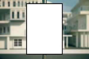 Free Front Outdoor Advertising Poster Mockup (PSD)