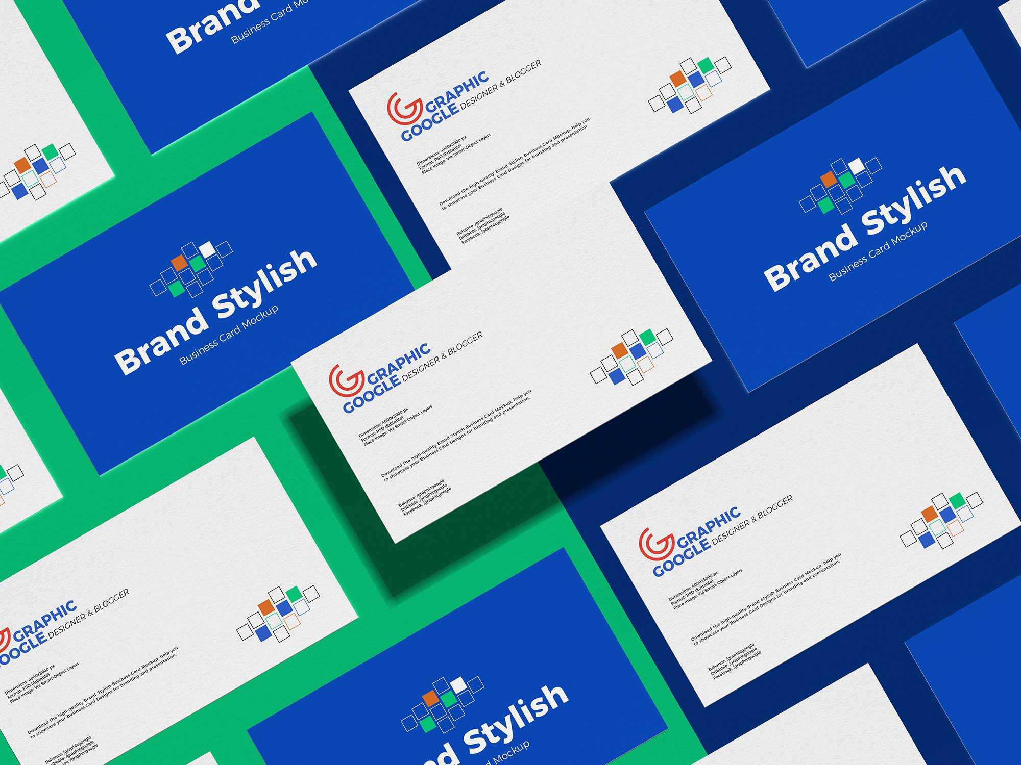 Free Grid Business Card Mockup (PSD)