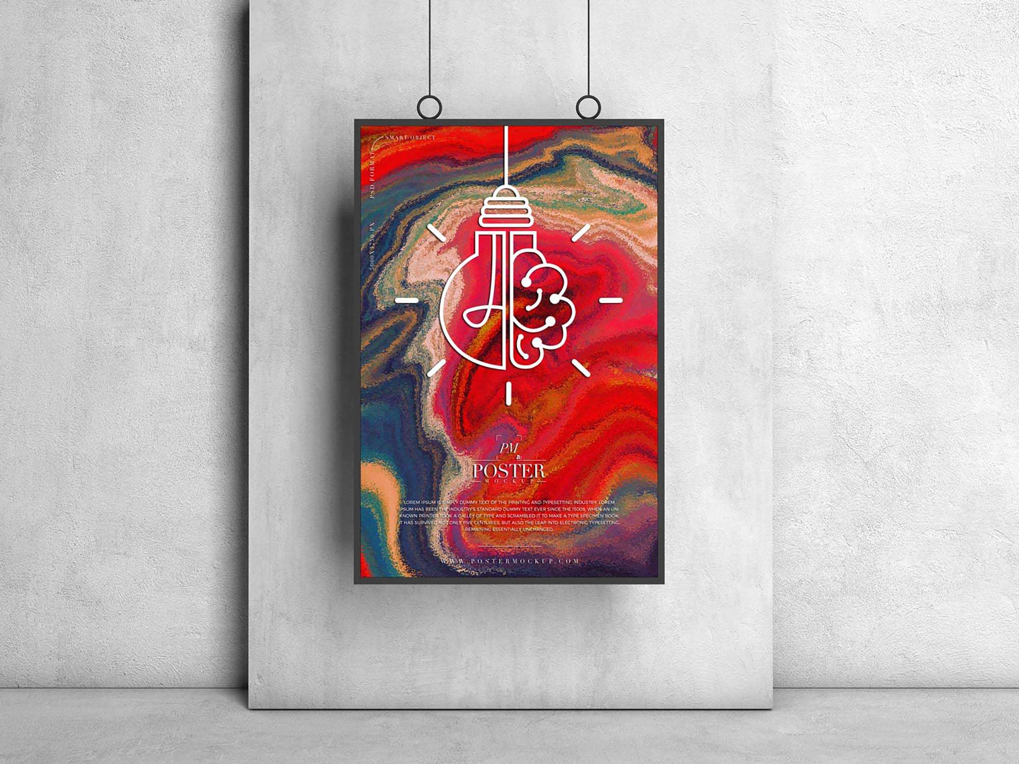 Free Hanging Frame Poster Mockup (PSD)