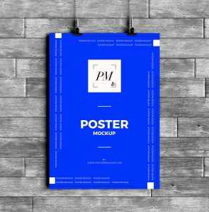Free Hanging Over Wall Poster Mockup (PSD)