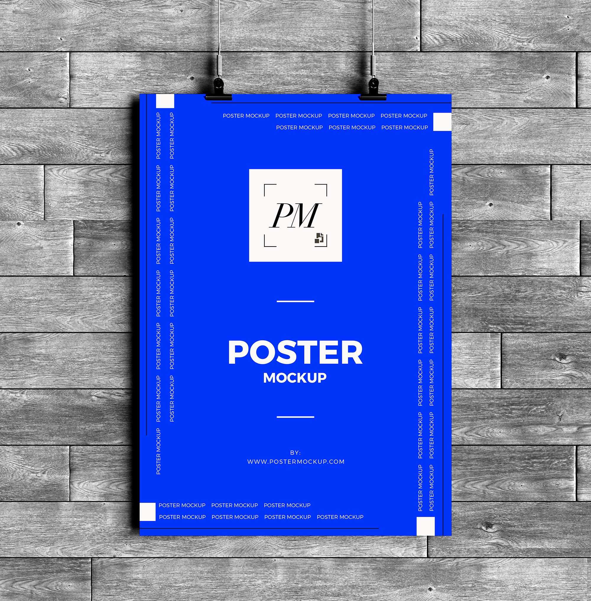Free Hanging Over Wall Poster Mockup (PSD)