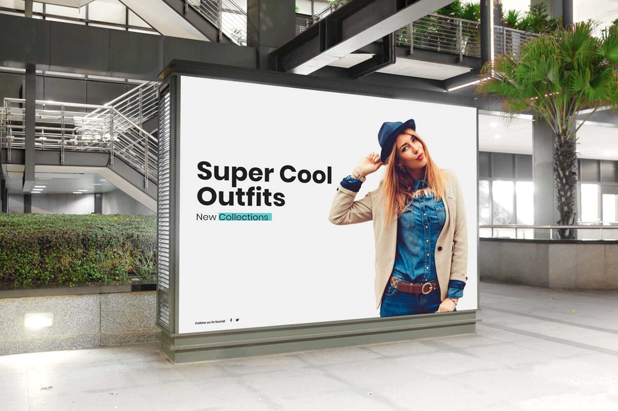 Free Indoor Billboard Digital Ad Mockup (PSD)