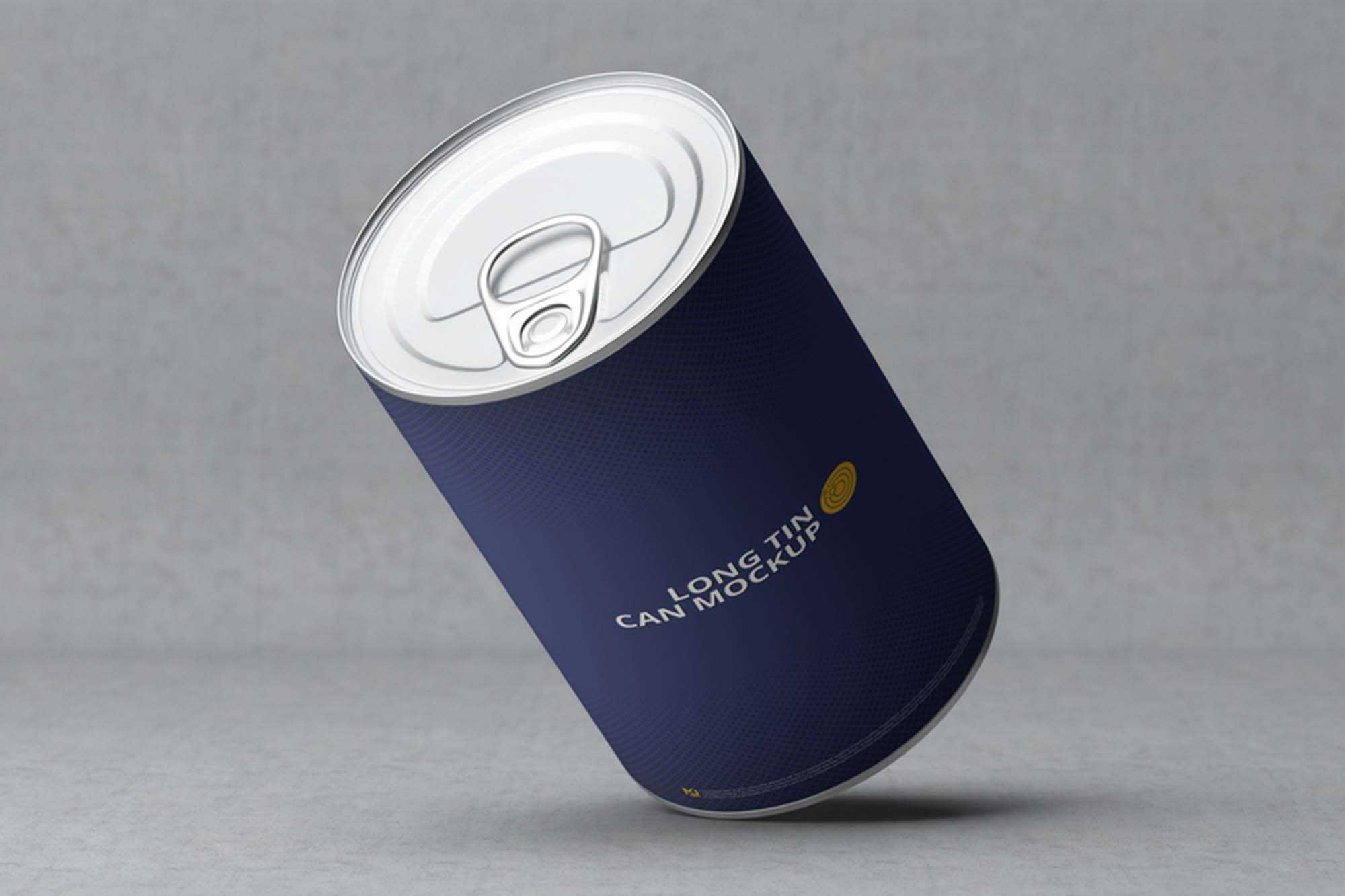 Free Long Tin Can Mockup (PSD)