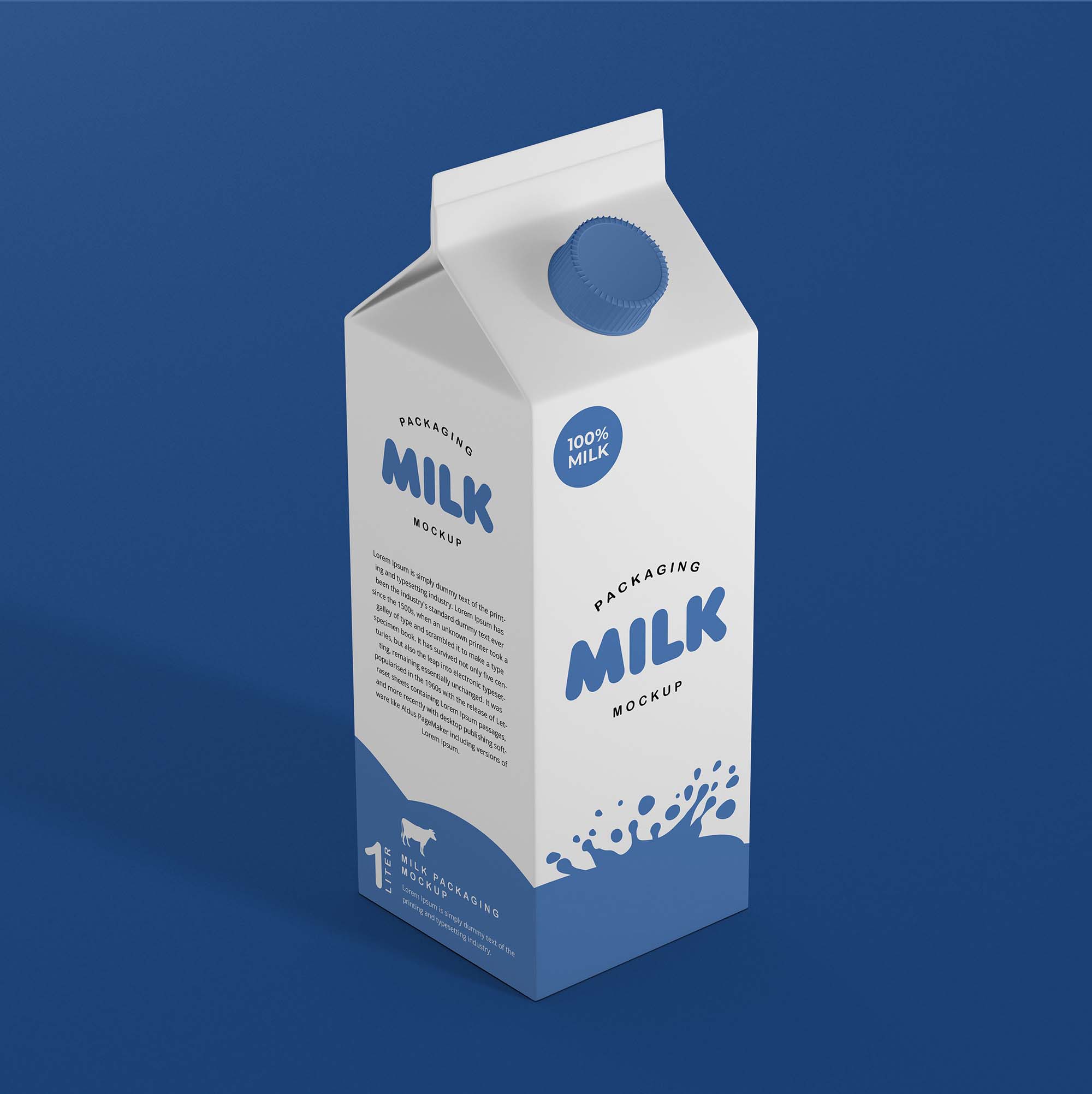Free Milk Packaging Mockup (PSD)