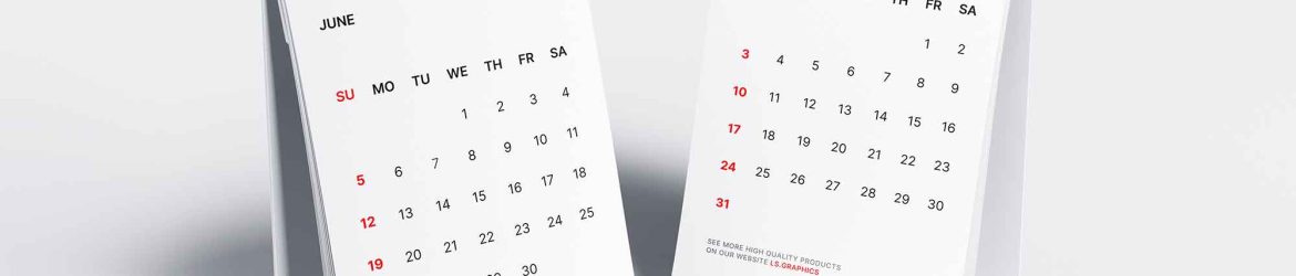Free Modern Desk Calendars Mockup (PSD)
