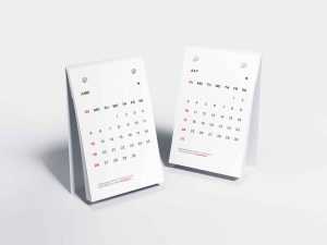 Free Modern Desk Calendars Mockup (PSD)