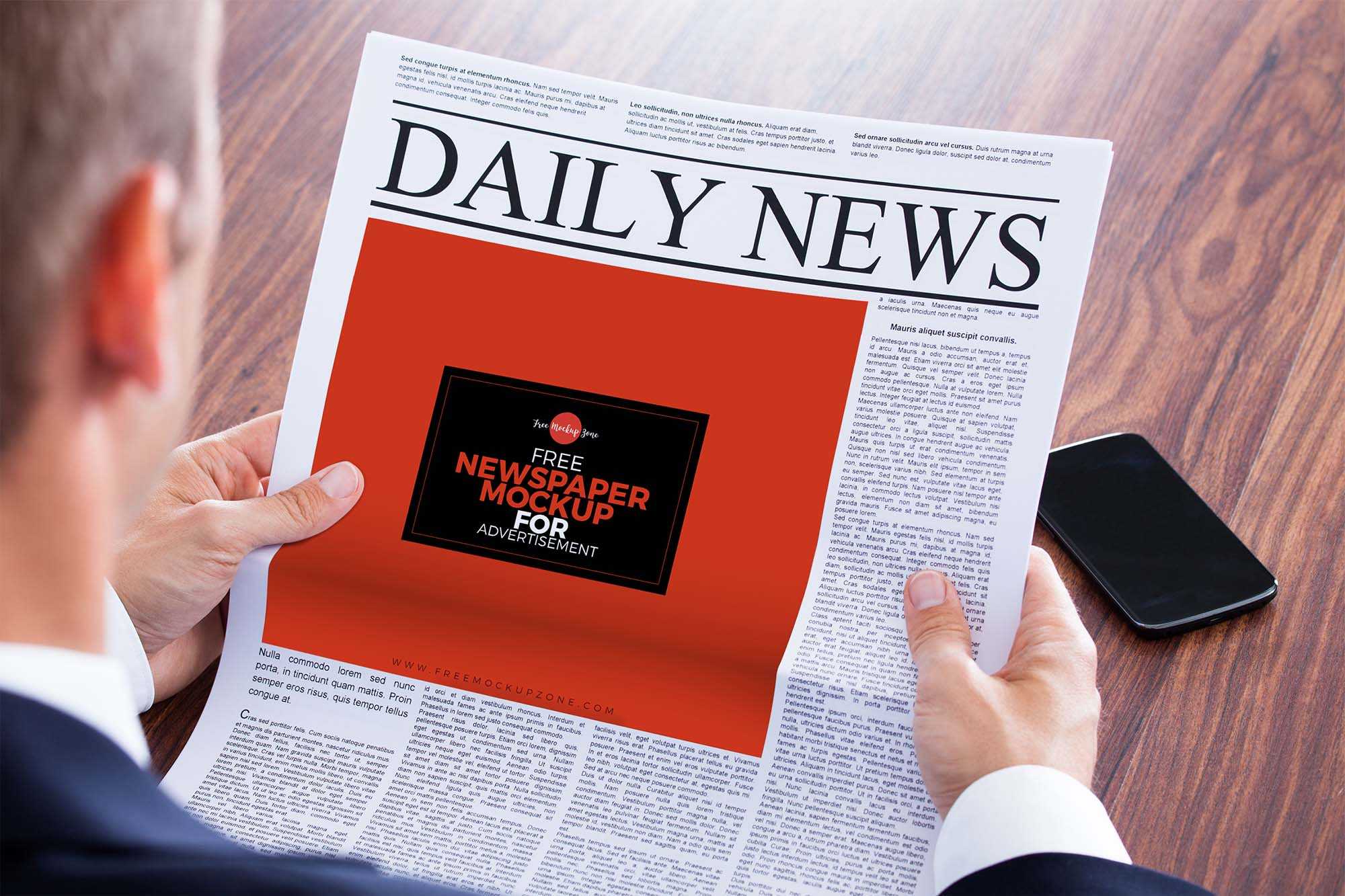 Free Newspaper Advertisement Mockup (PSD)
