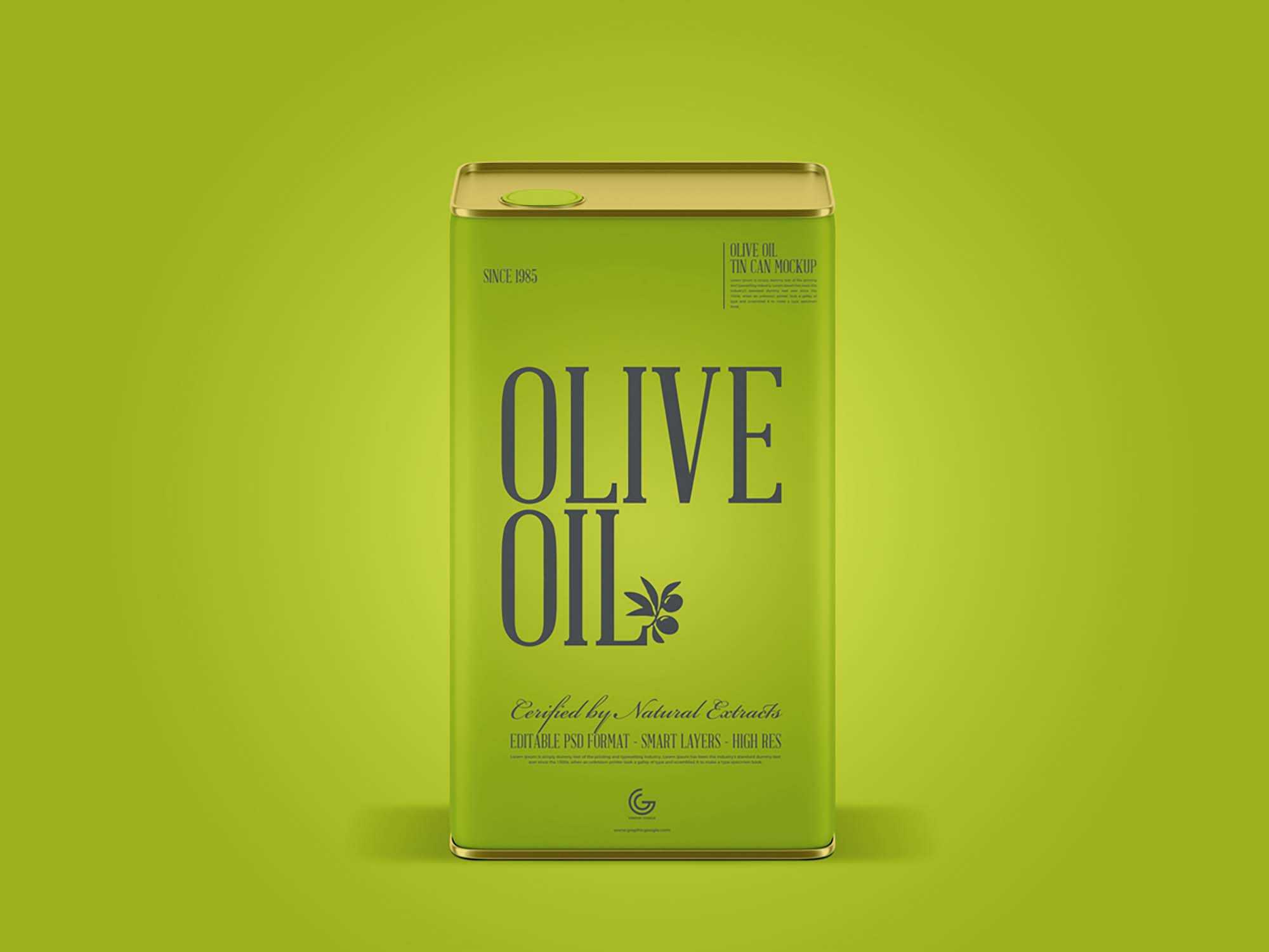 Free Olive Oil Can Mockup (PSD)