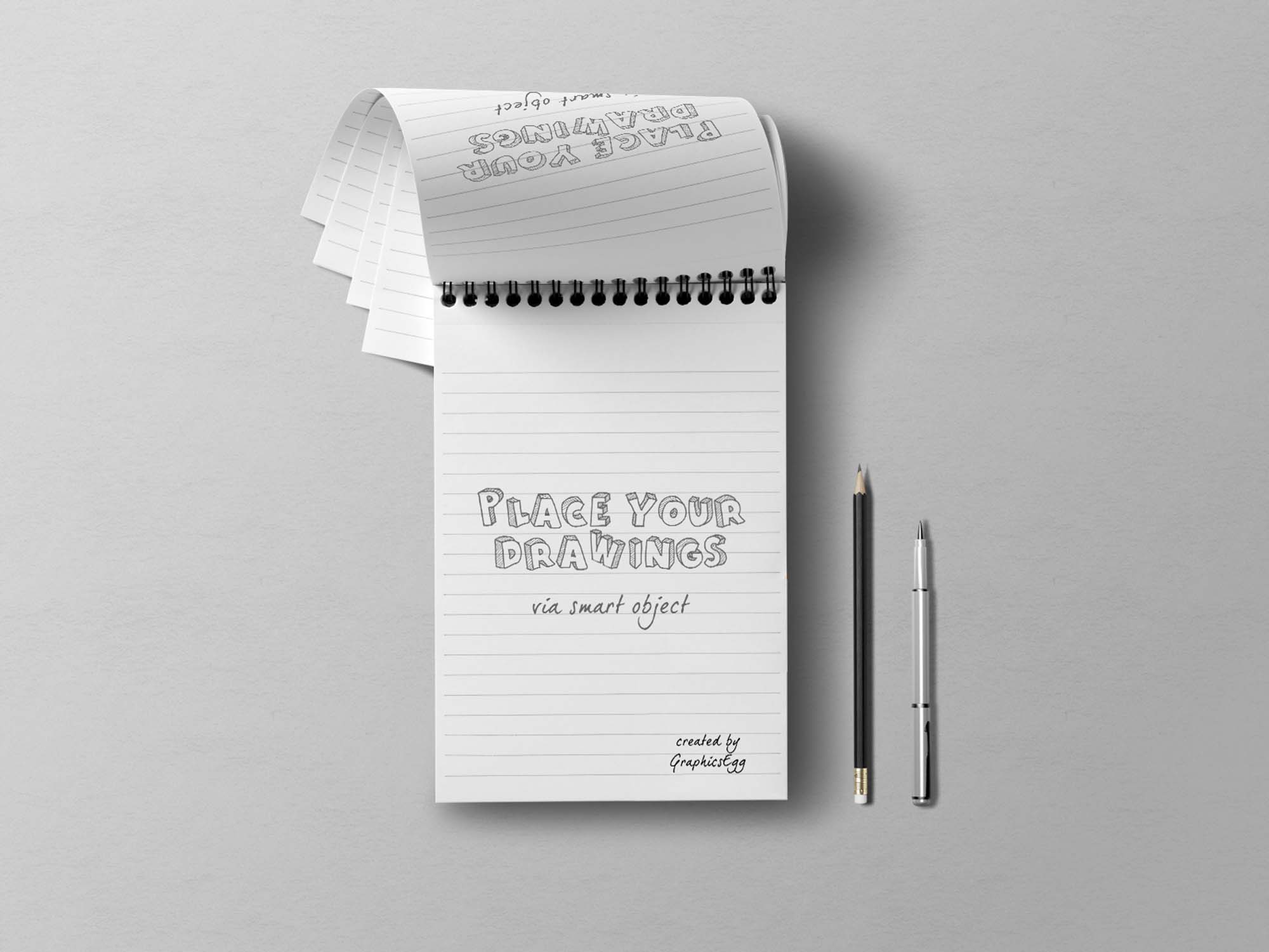 Free Overhead Notebook Mockup (PSD)