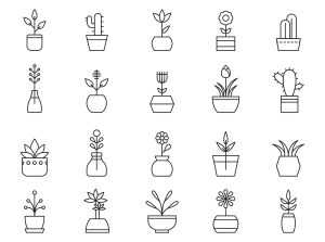 Free Potted Plants Vector Icons (AI)