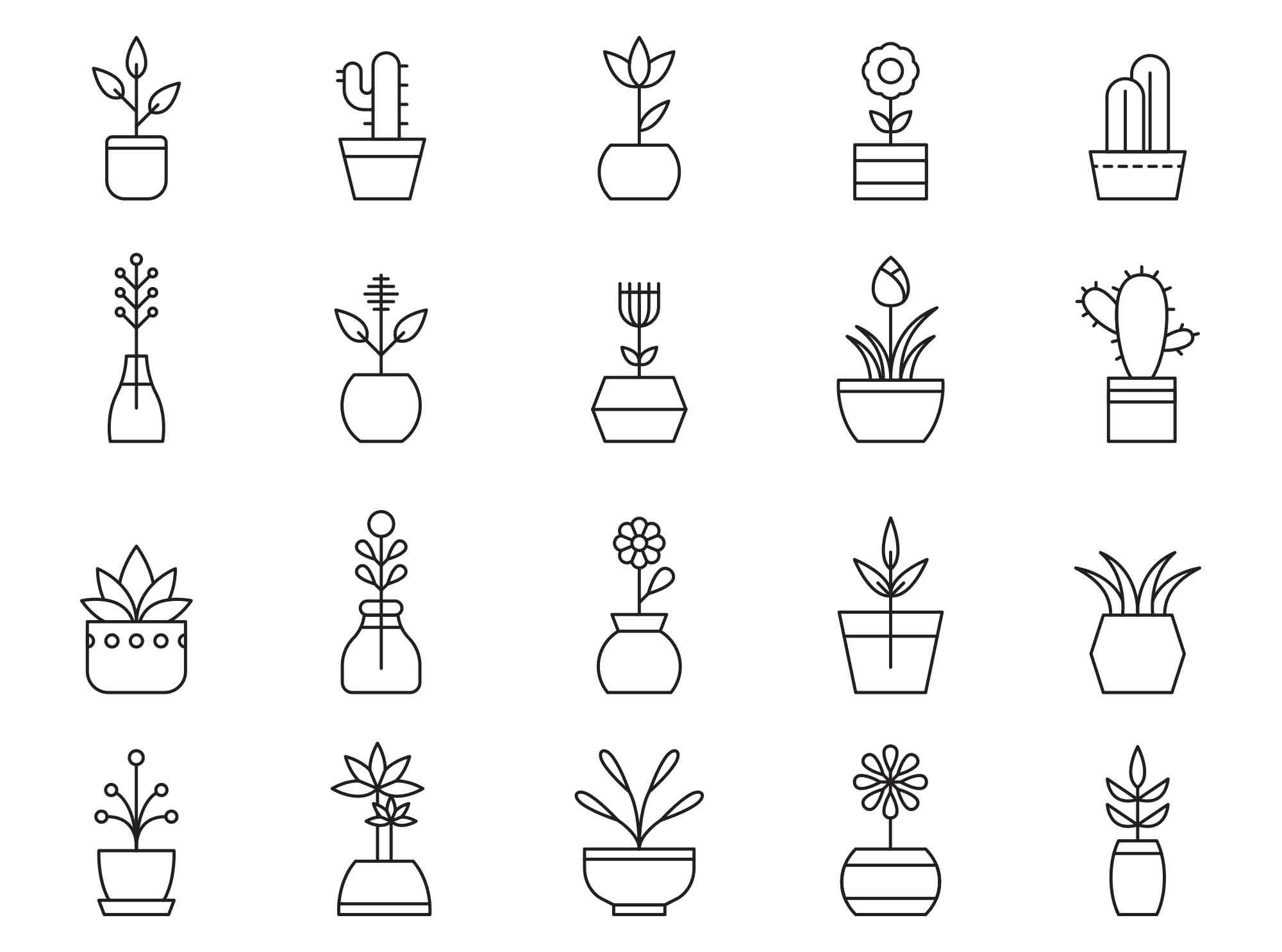 Free Potted Plants Vector Icons (AI)