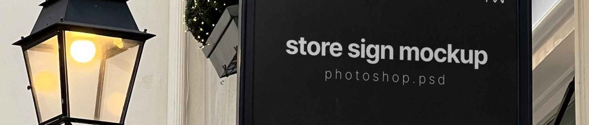 Free Rectangle Store Sign Mockup (PSD)