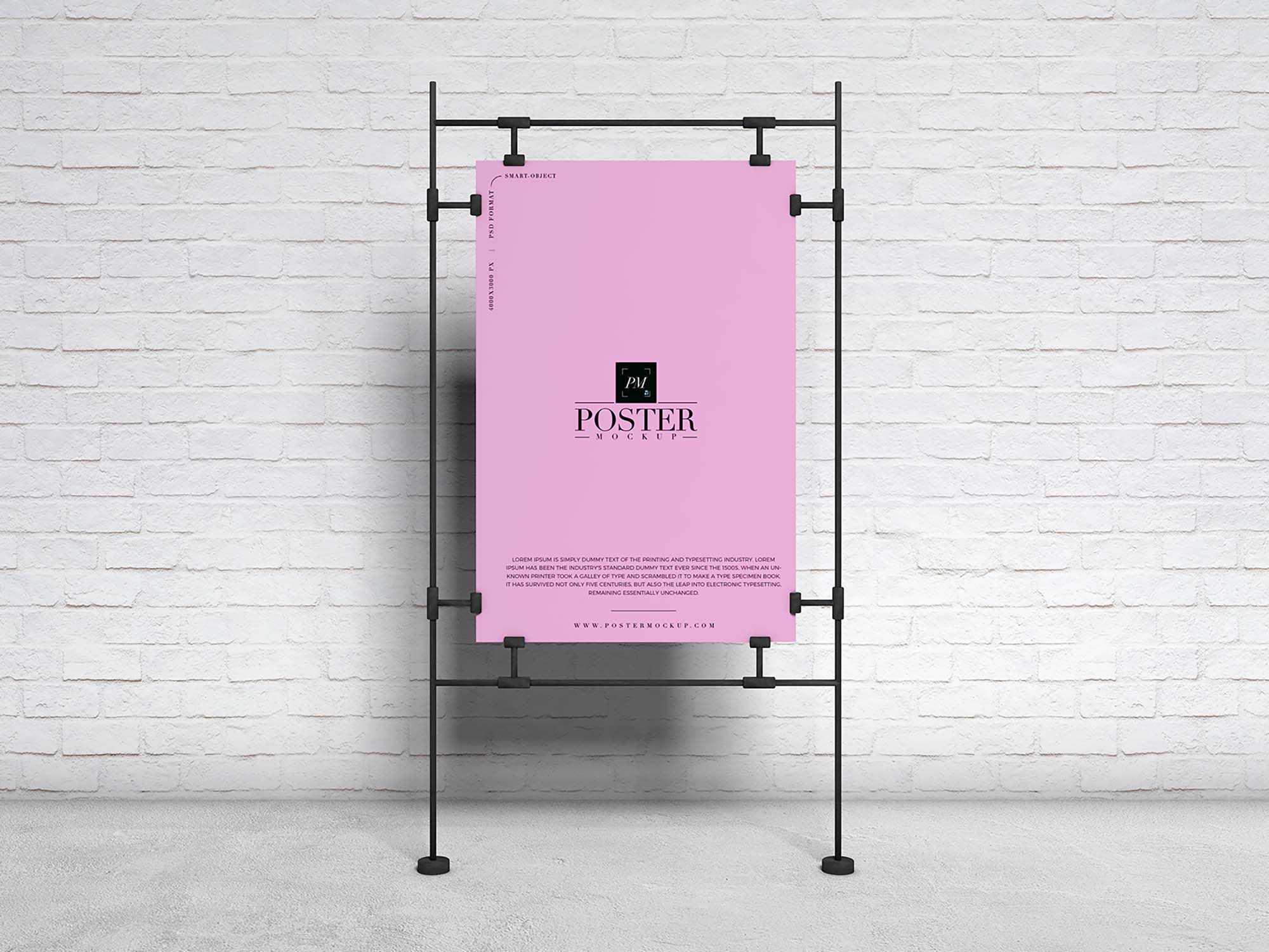 Free Sandwiched Clasps Poster Mockup (PSD)