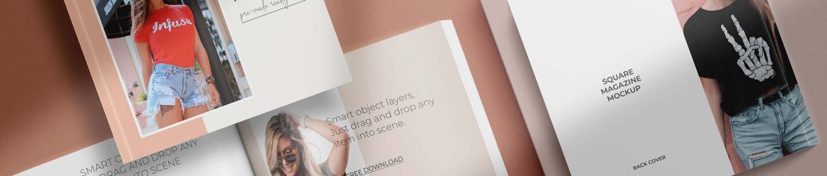 Free Square Magazine Mockup Set (PSD)