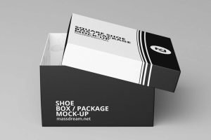 Free Square Shoe Box Package Mockup