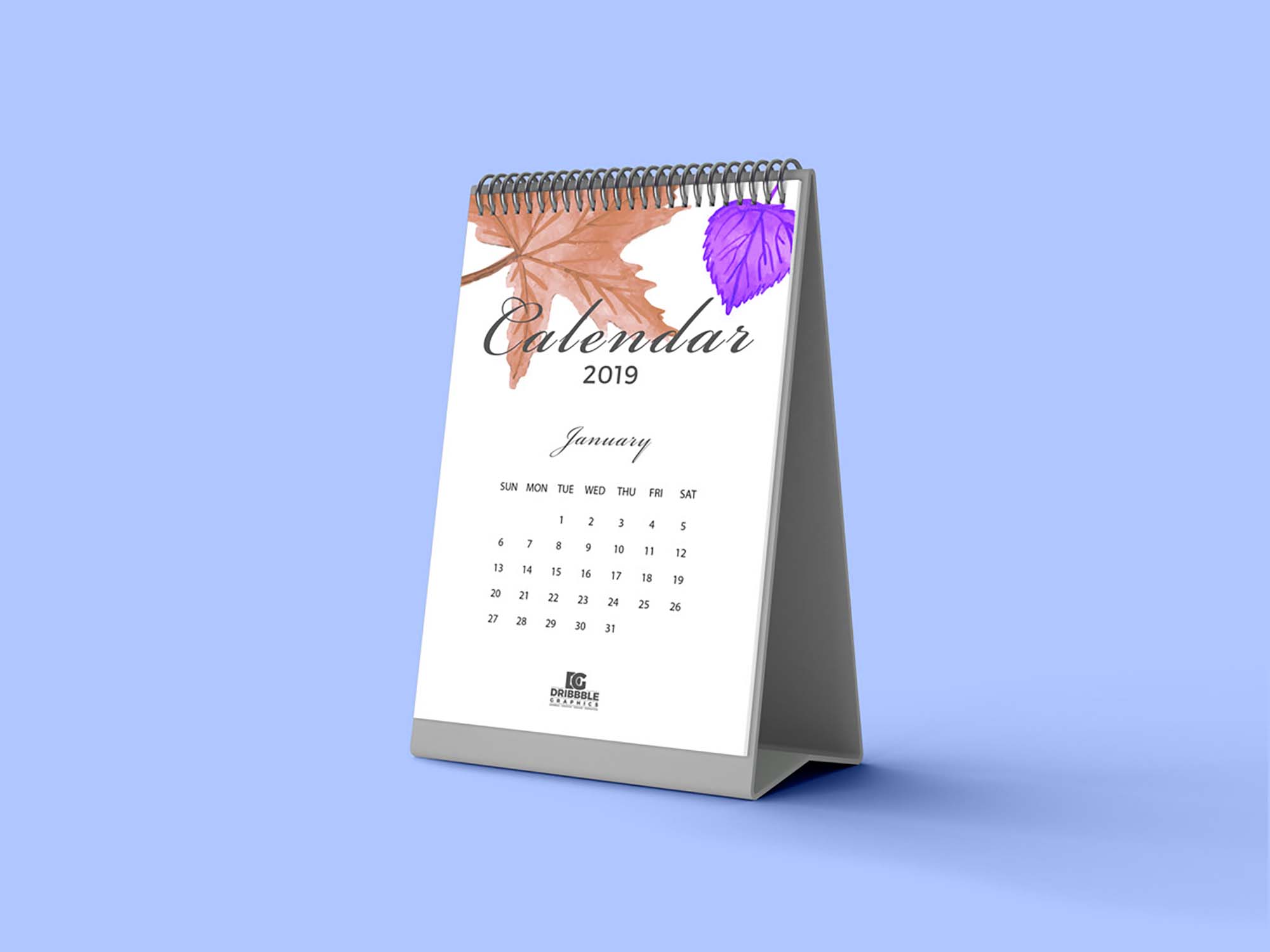 Free Standing Desk Calendar Mockup (PSD)