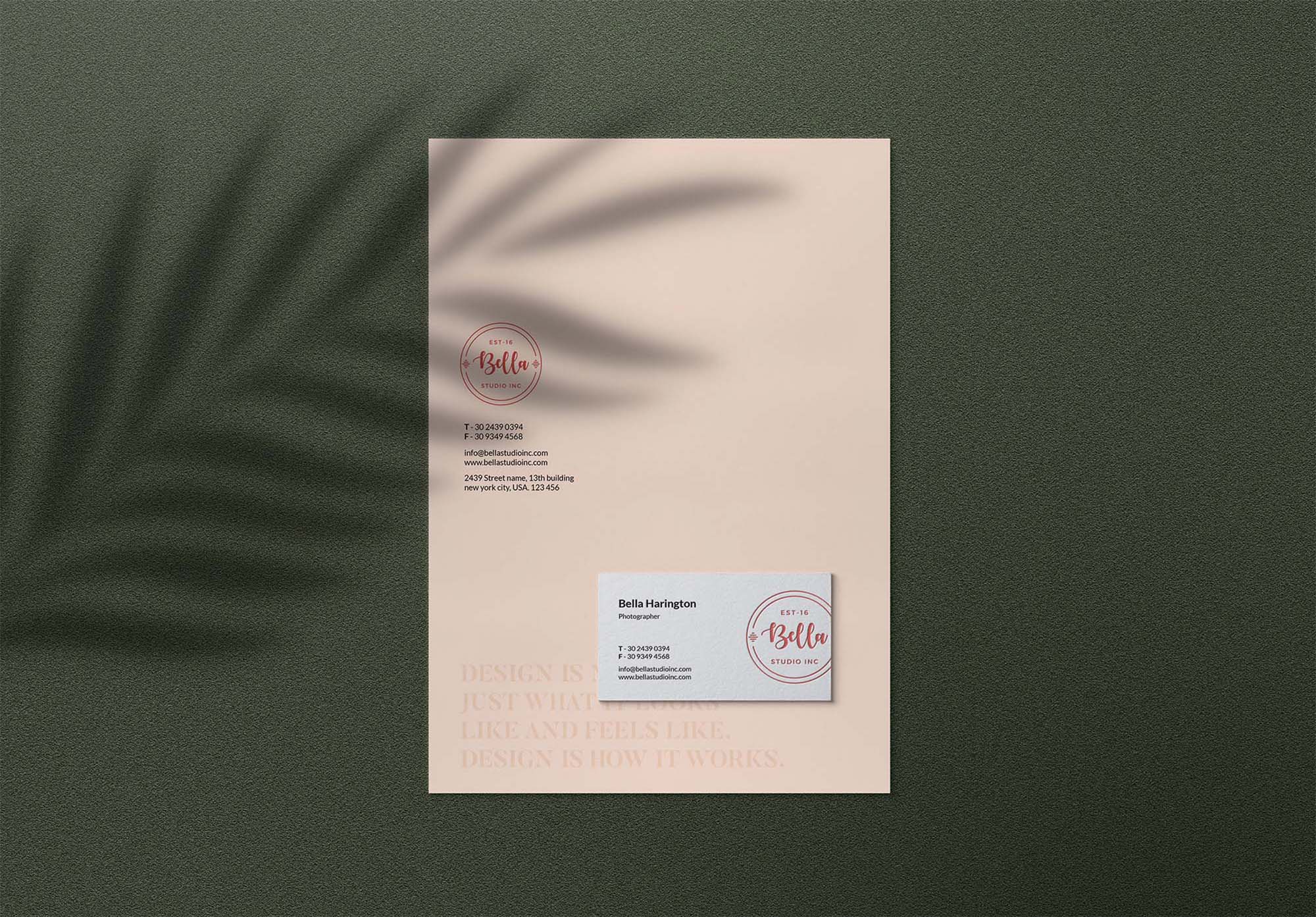Free Stationery Mockup with Shadow Overlay (PSD)