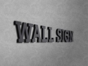 Free Wall Sign Logo Mockup (PSD)