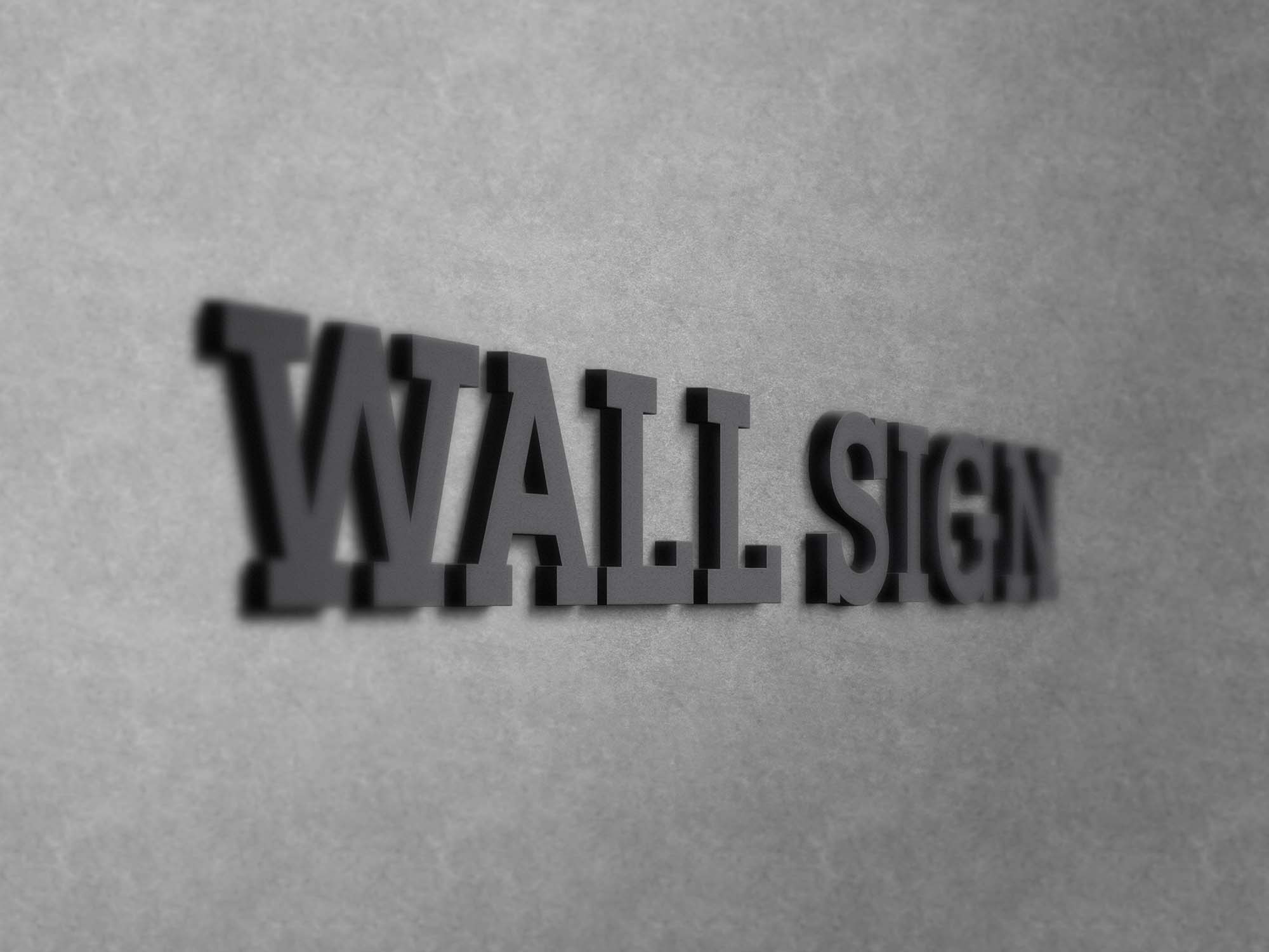 Free Wall Sign Logo Mockup (PSD)